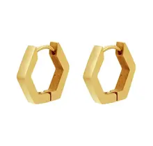 Goodies Label Hexagon Hoops – Goud- of Zilverkleurig Stainless Steel