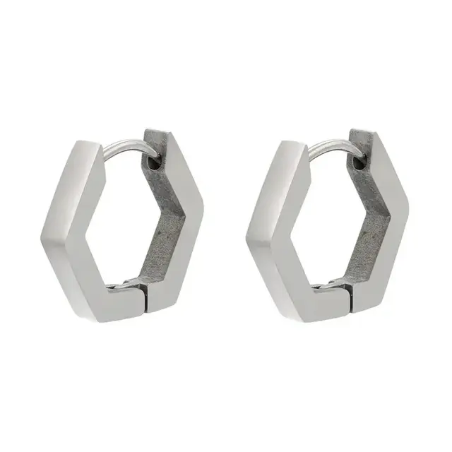 Goodies Label Hexagon Hoops – Goud- of Zilverkleurig Stainless Steel