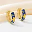 Goodies Label Blauwe Enamel Bloemen Hoops Goudkleurig – Retro Style