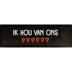 Quote tegeltje DO 'Ik hou van ons' goud/creme(rood)