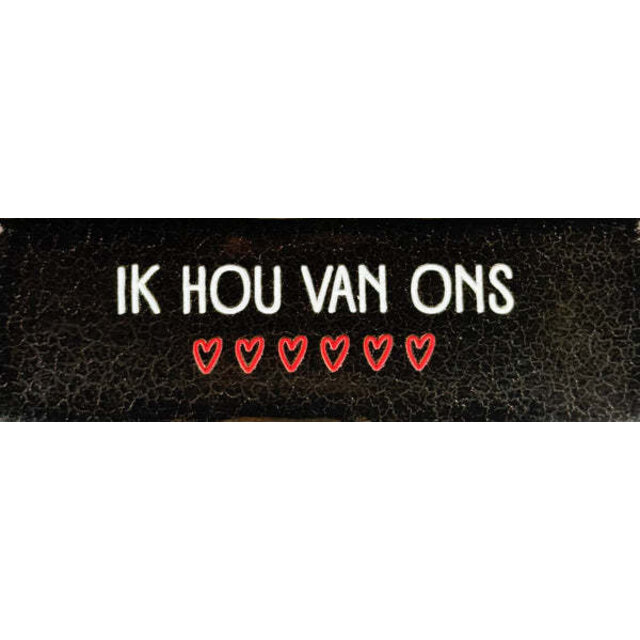 Quote tegeltje DO 'Ik hou van ons' goud/creme(rood)