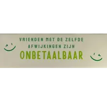 Quote tegeltje DO 'vrienden met dezelfde afwijking zijn onbetaalbaar' creme/mint(time-knalgroen)