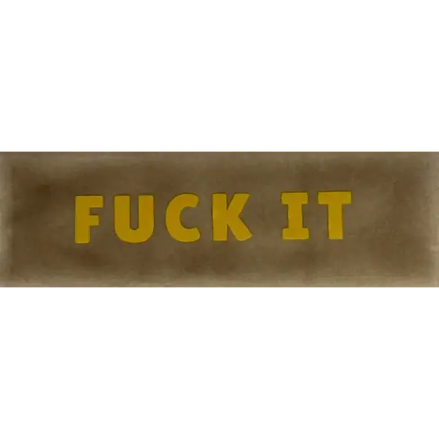 Quote tegeltje DO 'fuck it' taupe/geel