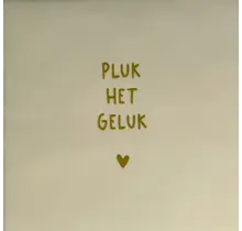 Quote tegeltje 'pluk het geluk' creme/goud