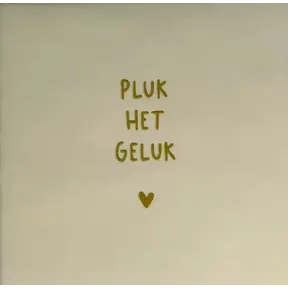 Quote tegeltje 'pluk het geluk' creme/goud