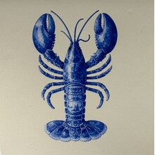 Quote tegeltje Delftsblauw Kreeft crème/blauw