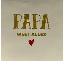 Quote tegeltje 'papa weet alles' creme/goud(rood)