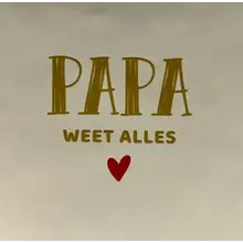 Quote tegeltje 'papa weet alles' creme/goud(rood)