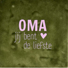 Quote tegeltje 'oma' olijf/babyroze