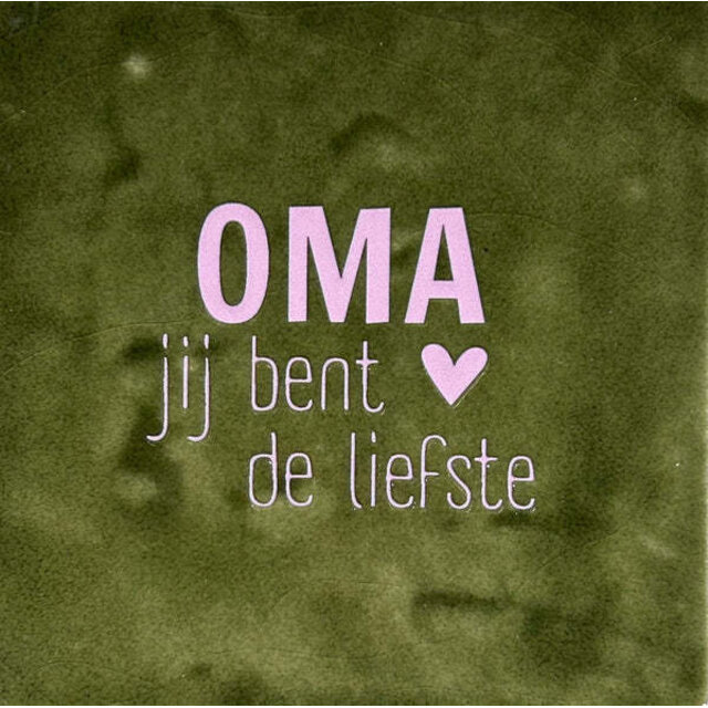 Quote tegeltje 'oma' olijf/babyroze