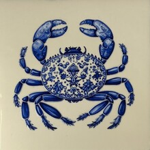 Quote tegeltje Delftsblauw krab creme/blauw