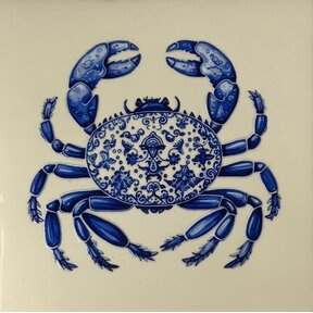 Quote tegeltje Delftsblauw krab creme/blauw