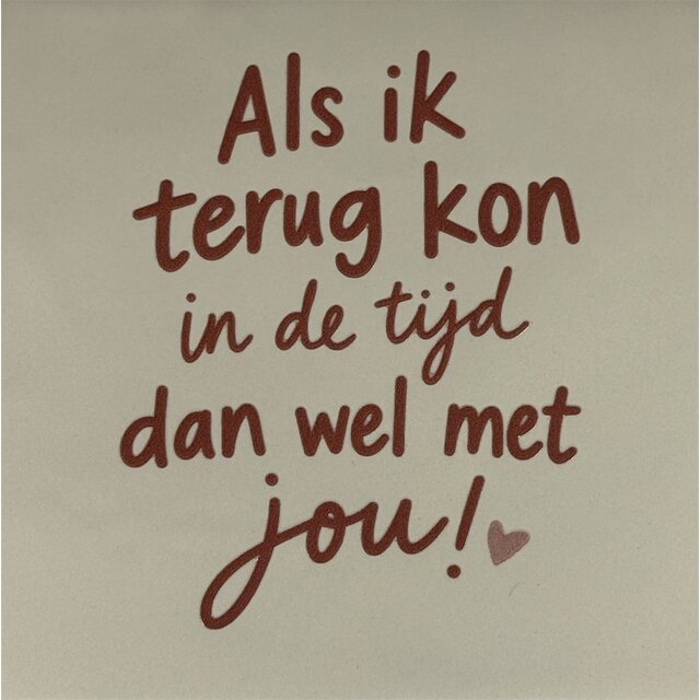 Quote tegeltje als ik terug kon in de tijd… nieuw creme/taupe(nude roze)