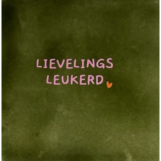 Quote tegeltje 'lievelingsleukerd' olijf/warmroze(oranje)