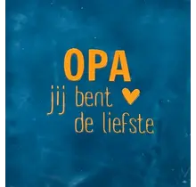 Quote tegeltje 'opa' donkerblauw/oranje