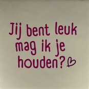 Quote tegeltje jij bent leuk mag ik je houden-nieuw creme/knalroze