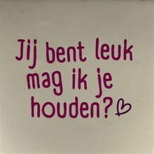 Quote tegeltje jij bent leuk mag ik je houden-nieuw creme/knalroze