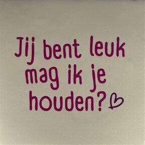 Quote tegeltje jij bent leuk mag ik je houden-nieuw creme/knalroze