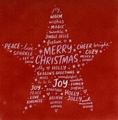 Quote tegeltje merry christmas ster rood/combi 2