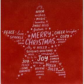 Quote tegeltje merry christmas ster rood/combi 2