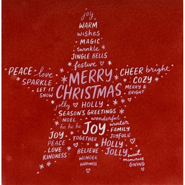 Quote tegeltje merry christmas ster rood/combi 2