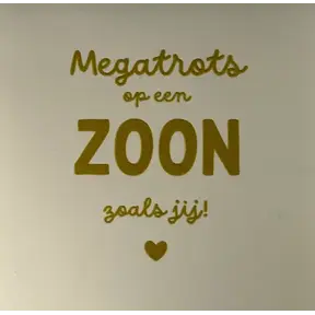Quote tegeltje 'megatrots op een zoon zoals jij' creme/goud