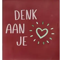 Quote tegeltje 'denk aan je' nieuw roze/zachtroze(mint-lichtgroen)