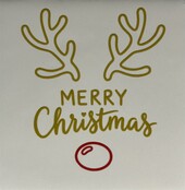 Quote tegeltje merry christmas rendier creme/goud(rood)