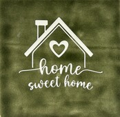 Quote tegeltje Home sweet home olijf/crème
