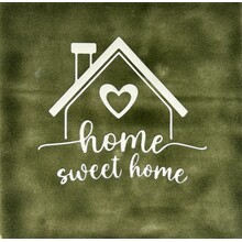 Quote tegeltje Home sweet home olijf/crème