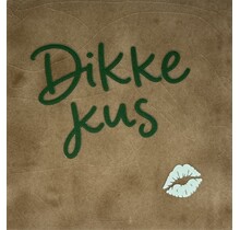 Quote tegeltje dikke kus klein nieuw taupe/donkergroen(lichtgroen)