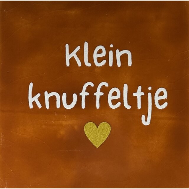 Quote tegeltje klein knuffeltje terra/creme(goud)