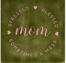 Quote tegeltje mom stressed blessed sometimes a mess olijf/zalm(nude roze)