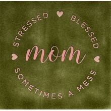 Quote tegeltje mom stressed blessed sometimes a mess olijf/zalm(nude roze)