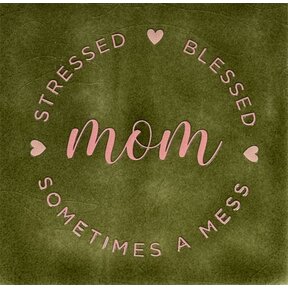 Quote tegeltje mom stressed blessed sometimes a mess olijf/zalm(nude roze)