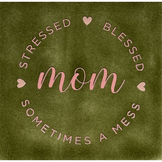 Quote tegeltje mom stressed blessed sometimes a mess olijf/zalm(nude roze)