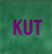 Kut Nieuw – keramieken quote tegeltje hardgroen/paars