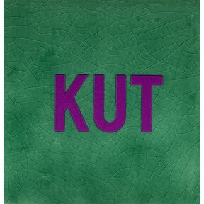 Kut Nieuw – keramieken quote tegeltje hardgroen/paars