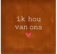 Ik hou van ons – keramieken quote tegeltje terra/crème
