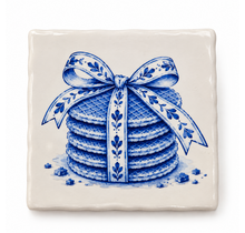 Delftsblauw Tegeltje Stroopwafels met Strik