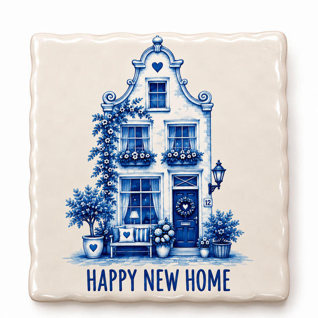 Delftsblauw Tegeltje Happy New Home