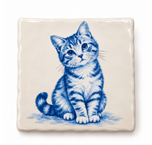 Delftsblauw Tegeltje Kat