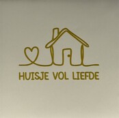Huisje vol liefde – keramieken quote tegeltje crème/goud