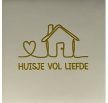 Huisje vol liefde – keramieken quote tegeltje crème/goud