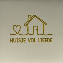 Huisje vol liefde – keramieken quote tegeltje crème/goud
