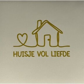 Huisje vol liefde – keramieken quote tegeltje crème/goud