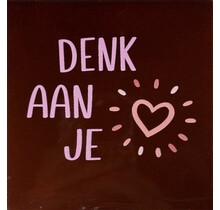 Denk aan je – keramieken quote tegeltje kastanje/warmroze