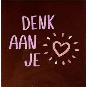 Denk aan je – keramieken quote tegeltje kastanje/warmroze
