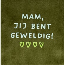 Mam jij bent geweldig – keramieken quote tegeltje olijf/lichtgroen (lime)
