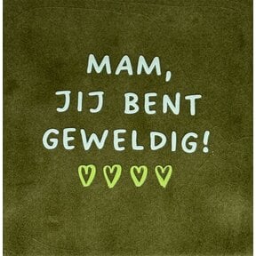 Mam jij bent geweldig – keramieken quote tegeltje olijf/lichtgroen (lime)